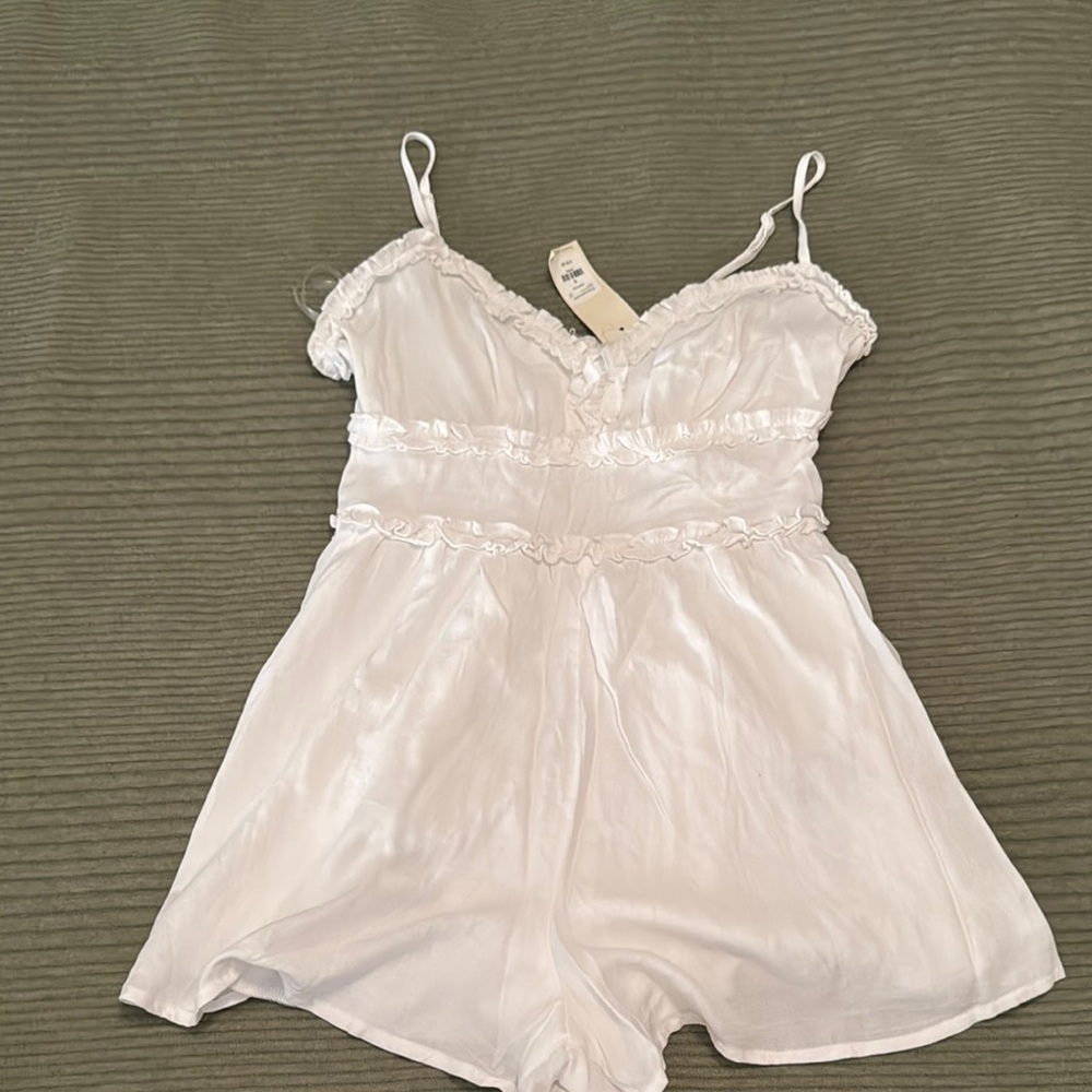 Elegant White Satin Romper